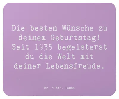 Produktbild von Mr. & Mrs. Panda Mauspad Spruch 1935 Geburtstag - Lavendeltraum - Geschenk, pc mausunterlage, Mouse Pad, Freunde, computer, Alter, unvergesslicher Tag, Happy Birthday