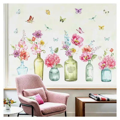 Produktbild von Fenstersticker mit Blumen und Schmetterlingen für die Frühlings- und Sommerdekoration