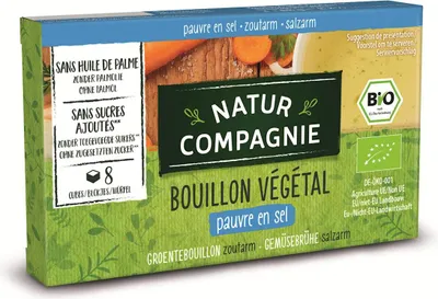 BULION - KOSTKI WARZYWNE BEZ DODATKU CUKRÓW O NISKIEJ ZAWARTOŚCI SOLI BIO (8 x 8,5 g) 68 g - NATUR COMPAGNIE
