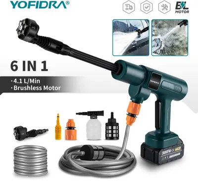 Imagen del producto de Limpiadora a presión inalámbrica - 3500W - 200 bares - Boquilla 6 en 1 - Para uso exterior
