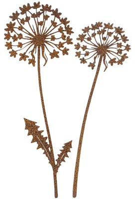 Productafbeelding van Set van 2 metalen tuinstekers met paardenbloemmotief, 28 cm en 25 cm