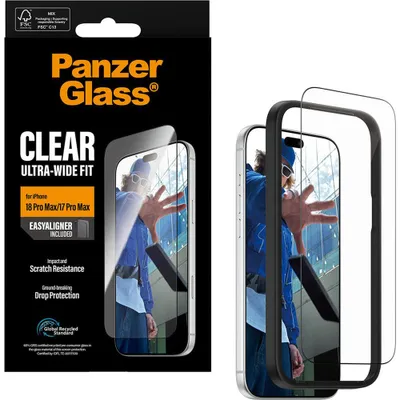 Obrázok produktu pre PanzerGlass ® Screen Protector iPhone 18 Pro Max | 17 Pro Max | Ultra-Wide Fit w. EasyAligner, Apple - iPhone 18 Pro Max, Apple - iPhone 17 Pro Max, Suché aplikovanie, Odolné proti poškriabaniu, Odolný proti nárazom, Priehľadná, 1 kusov