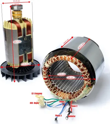 Produktbild von Spule Strom Generator Stator Rotor für Stromerzeuger 13 PS 3-Phase von DeTec.