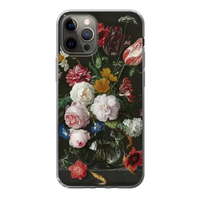 Produktbild von MuchoWow® Handyhülle Schutzhülle Hülle für iPhone 13 Pro Stilleben mit Blumen in einer Glasvase - Gemälde von Jan Davidsz. de Heem Silikon Softcase Handy Hülle - Handy-Tasche