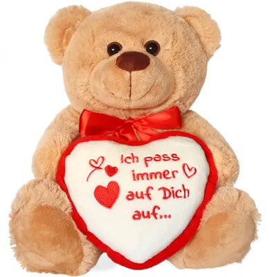 Produktbild von Teddybär mit Herz Ich pass auf Dich auf braun 25 cm