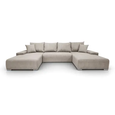Produktbild von FurMeb24 ECKSOFA LAVANO U-form 348 x 188 cm CREMEFARBEN - mit schlaffunktion und bettkasten