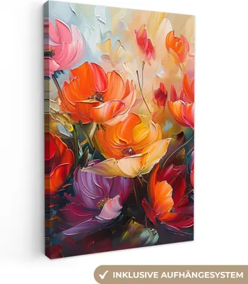 Produktbild von Leinwandbilder 40x60 cm - Blumen - Farbenfroh - Malerei - Abstrakt - Kunst, Leinwand Bilder, Wanddeko, Bild