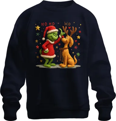 Produktbild von Grinch gestrickt Wolle Rentier Weihnachten lustig Retro Geschenk Uni Sweatshirt Pullover, Navy, S