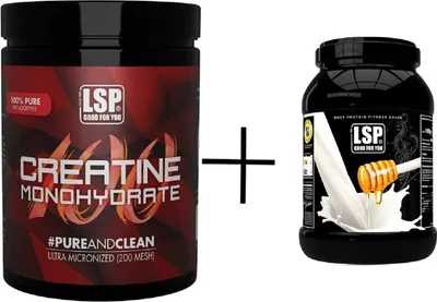 Produktbild von LSP Creatine Monohydrat (500g)+Premium Whey Protein (1800g),Milk&Honey, PULVER