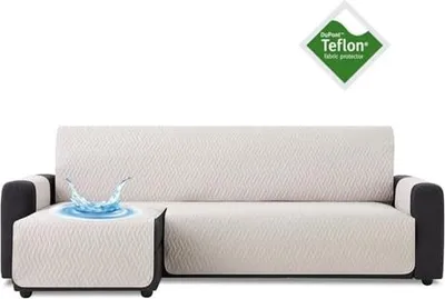 Produktbild von Bestcovers Teflon Wasserdichtes Sesselüberwürf Sesselschoner Schonbezug Sofabezug (Creme, 240cm Left)