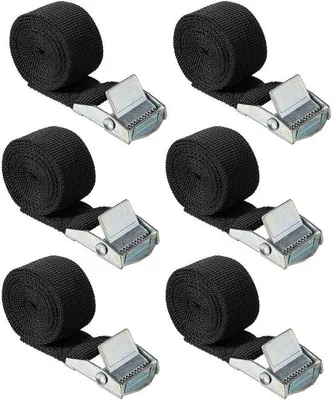 Immagine prodotto di Cinghie di trasporto regolabili, confezione da 6, 150 kg, 1 m, 25 mm, nero