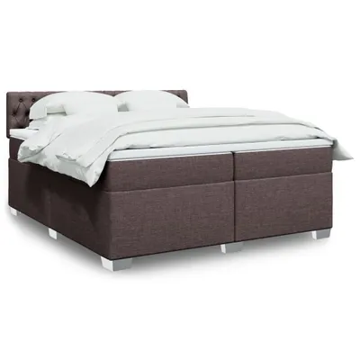 Produktbild von Design Boxspringbett mit Matratze Dunkelbraun 200x200 cm Stoff, Klassische Betten 2024 Neu