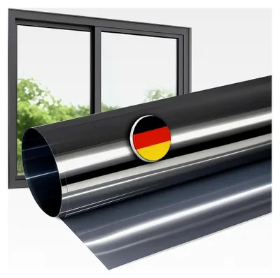 Produktbild von Fensterfolie Sonnenschutz - 200cm x 152cm - Starke Verspiegelung - Hitzeschutzfolie mit 99% UV-Schutz - Spiegelfolie für Sichtschutz - Sonnenschutzfolie für außen