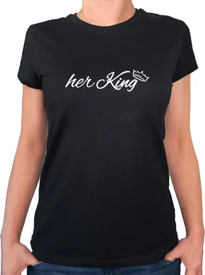 Produktbild von Huuraa Damen T-Shirt her King Krone M Black Bio Baumwolle Fairtrade Damenshirt Geschenkidee