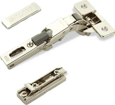Produktbild von 2 x Salice Universalscharniere 110° Bohrbild T45 mit Dämpfer für abgerundete, überfälzte und profilierte Türen mit Linear-Montageplatte Höhe 3 mm Exzenterverstellung, Scharnierarmabdeckung