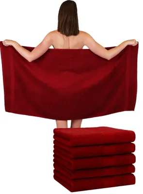 Produktbild von Betz 6 Stück Duschtücher 70 x 140 cm PREMIUM 100% Baumwolle Liegetuch Strandtuch   Farbe: rubinrot