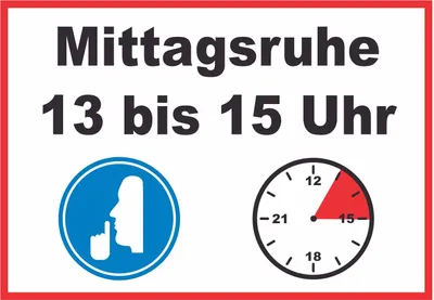 Produktbild von Mittagsruhe 13 bis 15 Uhr Schild A6 (105x148mm)
