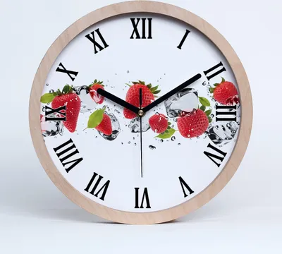 Produktbild von Holzuhr 20fi cm wanduhr - schwarze Spitzen - Erdbeeren und Wasser