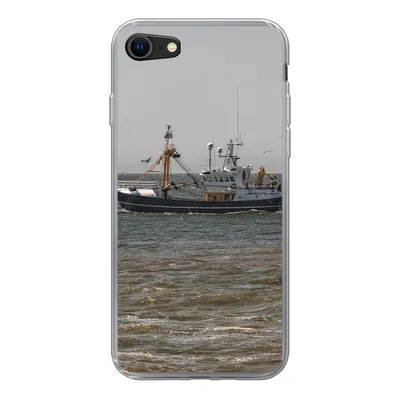 Produktbild von MuchoWow® Handyhülle Schutzhülle Hülle für iPhone SE 2020 Nordsee - Fischerboot - Wasser Silikon Softcase Handy Hülle - Kartenbesitzer