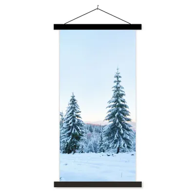 Produktbild von MuchoWow® Textilposter Winter - Schnee - Bäume 40x80 cm mit schwarzem Rahmen - Wandemalerei