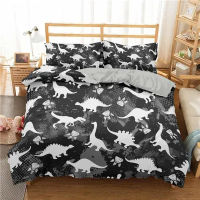 Zdjęcie produktu dla Komplet pościeli: prześcieradło 200x220 cm + 2 poszewki na poduszki 80x80 cm, motyw: dinosaurowy, wykonane z mikrofibry