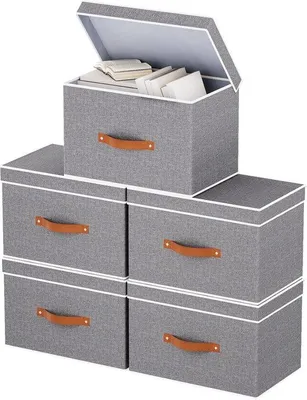 Obrázek produktu pro Sada úložných boxů - organizér na oblečení a knihy - 5 kusů - šedá - 33 x 23 x 20 cm