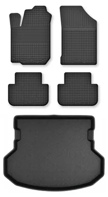 Productafbeelding van Rubberen automatten + kofferbakmat voor Suzuki Kizashi 2009-2014 – 5-delig, zwart, op maat – Wielganizator Semi-Universal