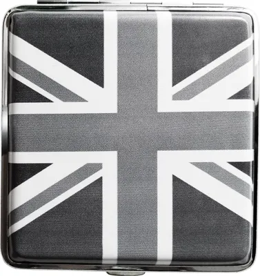 Produktbild von ZIGARETTENETUI England Fahne für 20 Zigaretten Leder Etui Zigarettenbox Case Zigarettendose Dose 75 (Grau)