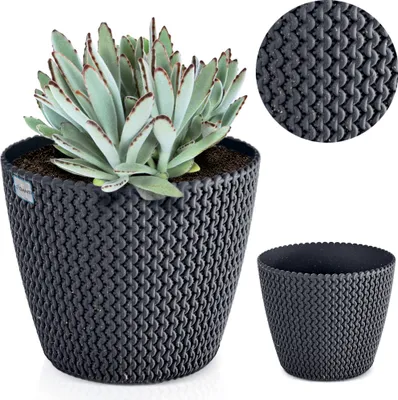 Zdjęcie produktu dla Doniczka Osłonka Domowa 21,8 Cm Na Stół Parapet Do Domu Antracytowa