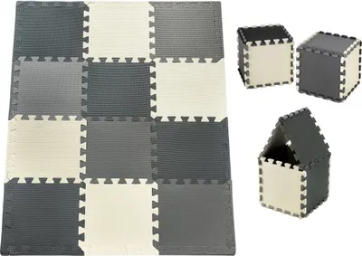 Produktbild von Puzzlematte 120x90x1,2 cm – Weiche EVA Schaumstoffmatte, 12 Teile, rutschfest, Grau