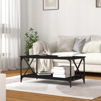 Produktbild von Hochwertigen Möbel Couchtische - Schwarz Couchtisch Schwarz 100x50x45cm Holzwerkstoff und Eisen NEU8092500