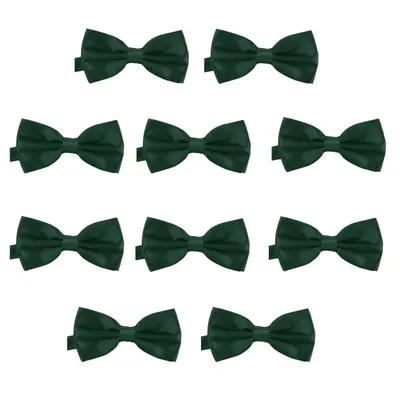 Produktbild von 10er Set DonDon Herren Fliege 12 x 6 cm gebunden und längenverstellbar dunkelgrün