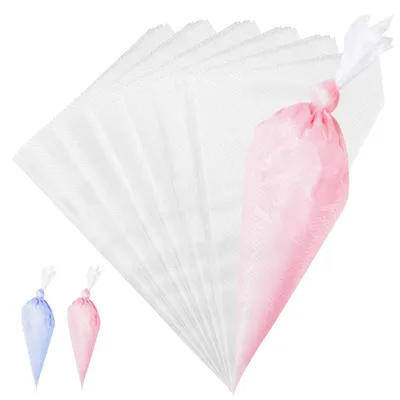 Zdjęcie produktu dla Duże, jednorazowe woreczki do dekoracji, 100 sztuk, wymiary 49 x 28,5 cm. Wytrzymałe i stabilne, idealne do dekorowania ciast, tortów i ciastek