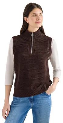 Immagine prodotto di Gilet Cecil con effetto crochet, colore marrone maculato, taglia XXL