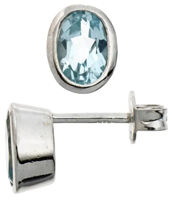 Produktbild von Ohrstecker Stecker mit Topas Blautopas 925 Silber Ohrschmuck rund