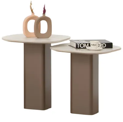 Produktbild von Brauner Holzbeistelltisch – Tischset für Ihr Wohnzimmer und Wohnzimmer-Set