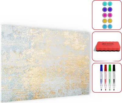 Zdjęcie produktu dla Tablica na magnesy METALboards,  złoty beton 90x60 cm + zestaw akcesoriów GRATIS