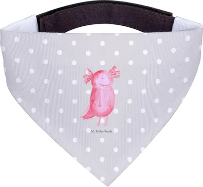 Produktbild von Mr. & Mrs. Panda Halstuch Hund Axolotl Glücklich - Grau Pastell - Geschenk, Axolot, Lebensfroh, Hundehalstuch, Lurch, Motivation, gut Gelaunt, Tuch, Für Hunde, Gute Laune
