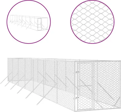 Produktbild von vidaXL Outdoor-Hundezwinger Silbern 2x14x2 m Verzinkter Stahl