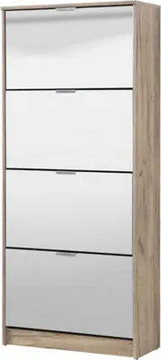 Produktbild von Dmora Schuhschrank Pentone 67x28x156h cm, Braun Eiche Grau, 8 Einlegeböden, 8 Fächer