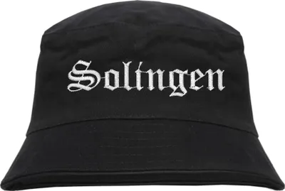 Produktbild von Solingen Fischerhut - Altdeutsch - bestickt - Bucket Hat Anglerhut Hut Schwarz S/M