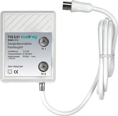 Produktbild von Axing TVS 8-01 Breitbandverstärker 2 Ausgänge 2 x 12 dB DTT FM TV Kabel TV (18,90)