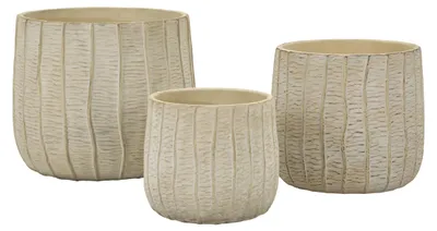 Produktbild von Mauro Ferretti Cachepot-Set Flocke 3-teilig 30,5x27 / 25x22,2 / 19,5x18 cm creme