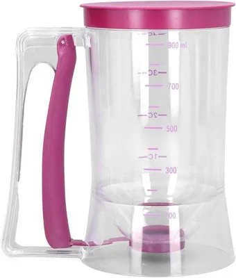 Produktbild von Famanu Teigspender 900 ml mit Deckel und Schale - für gleichmäßiges Gießen von Teig