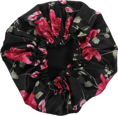 Produktbild von Doppellagige Schlafhaube für Damen aus schwarzem Satin