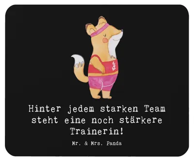 Produktbild von Mr. & Mrs. Panda Mouse Pad Radsport Trainerin - Schwarz - Geschenk, Danksagung, Sportart, Teamgeist, pc mausunterlage, Coaching, laptop mauspad, mausteppich, Technik