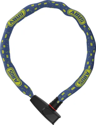 Produktbild von ABUS Kettenschloss Catena 6806K – Leichtes Fahrradschloss aus gehärtetem Stahl mit modischem Textilschlauch – Vierkantkette mit ABUS-Sicherheitslevel 6 – 85 cm – Blau mit Masken-Muster