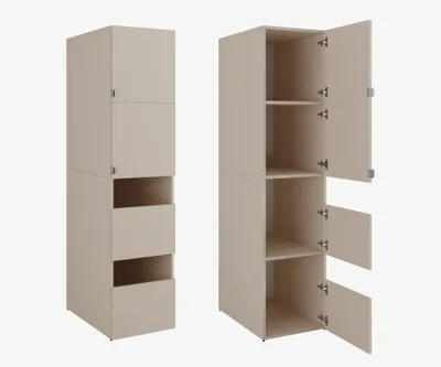 Produktbild von Hochschrank Badschrank Beatrice 187 x 45 x 65 cm Wäscheschrank Badregal Schrank für das Badezimmer Cappuccino