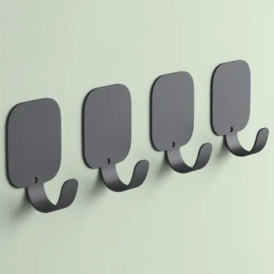 Produktbild von Mai & Mai Kleiderhaken 4 Stück, Garderobenhaken ohne bohren aus Aluminiumlegierung, Wandhaken 40x40mm Grau Stalo-15