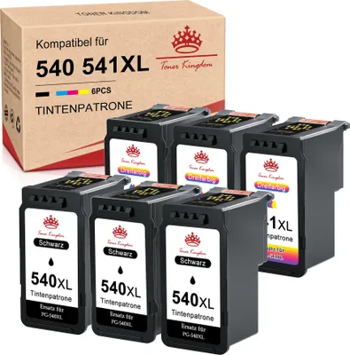 Produktbild von 6er-Set XXL PG-540XL CL-541XL Überholte Tintenpatronen Kompatibel für Canon 540 541 für Canon PIXMA MG4250 MG3650 MG3550 (3 Schwarz, 3 Dreifarbe)